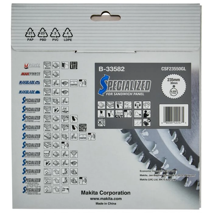 Makita B-33582 Cirkelzaagblad Sandwichpaneel 12 Makita B-33582 Cirkelzaagblad Sandwichpaneel - Afbeelding 12