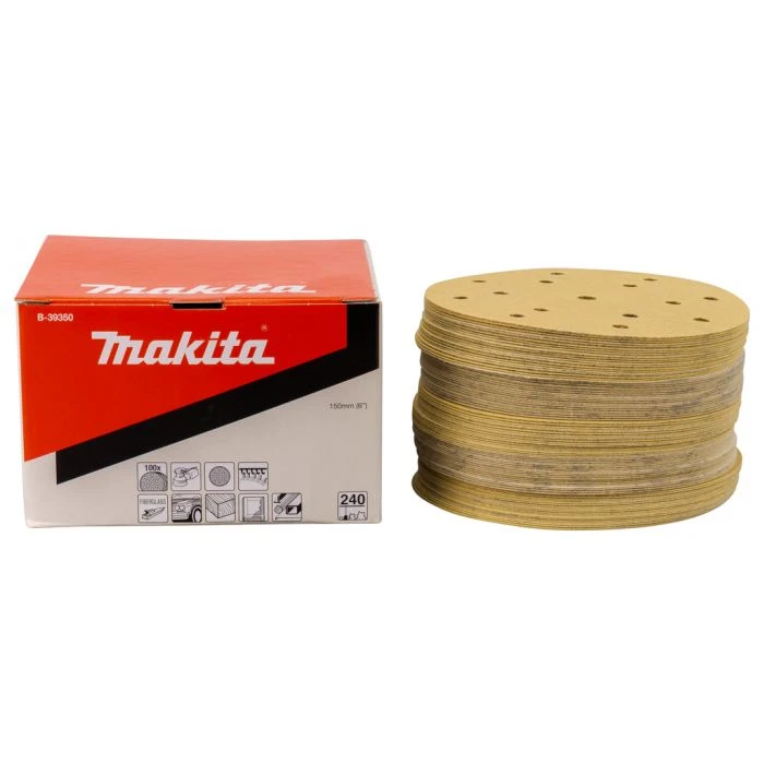 Makita B-39350 Schuurschijf 150mm K240 Yellow Velcro 1 Makita B-39350 Schuurschijf 150mm K240 Yellow Velcro