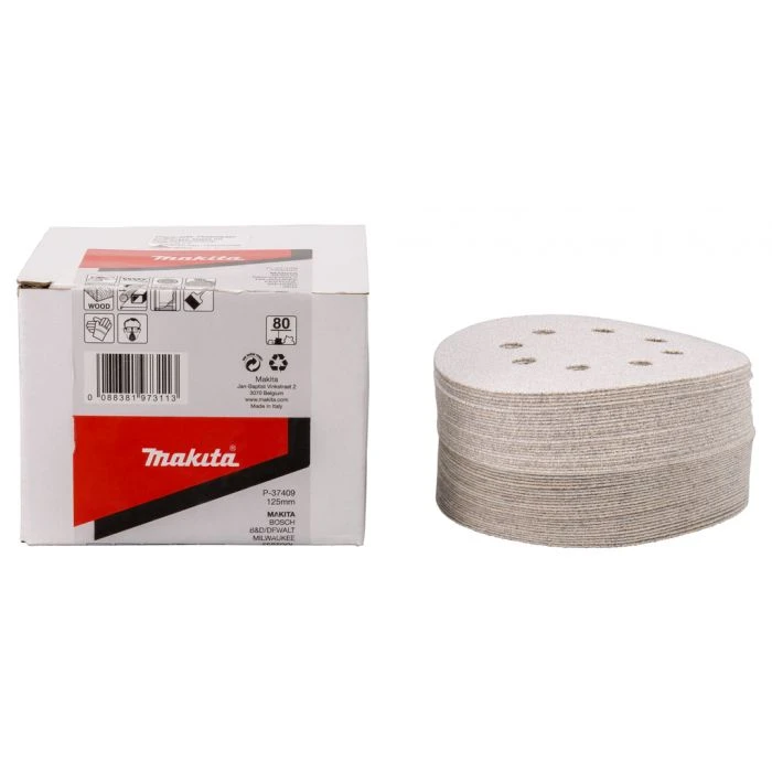 Makita P-37409 Schuurschijf 125mm K80 White Velcro 1 Makita P-37409 Schuurschijf 125mm K80 White Velcro
