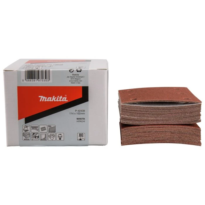 Makita P-42438 Schuurvel 114x102 K80 Red Velcro 2 Makita P-42438 Schuurvel 114x102 K80 Red Velcro - Afbeelding 2