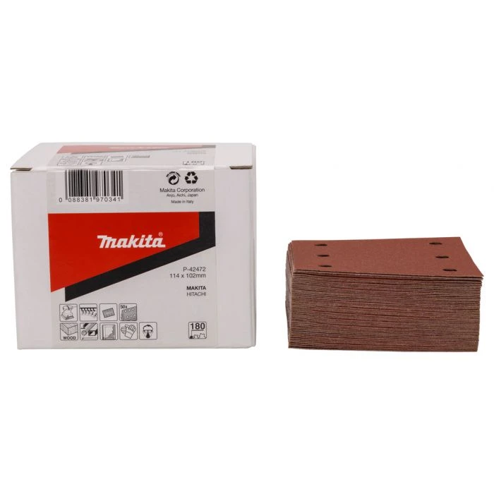 Makita P-42472 Schuurvel 114x102 K180 Red Velcro 2 Makita P-42472 Schuurvel 114x102 K180 Red Velcro - Afbeelding 2