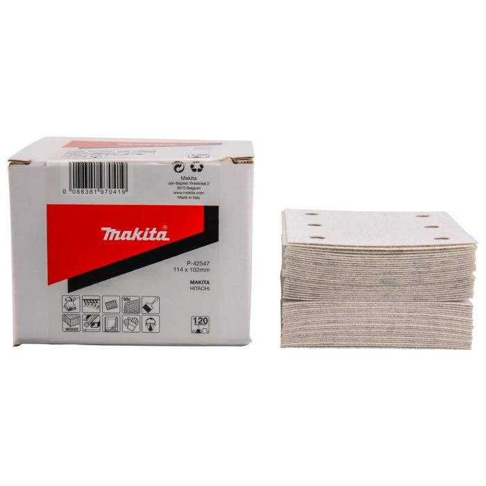 Makita P-42547 Schuurvel 114x102 K120 White Velcro 2 Makita P-42547 Schuurvel 114x102 K120 White Velcro - Afbeelding 2