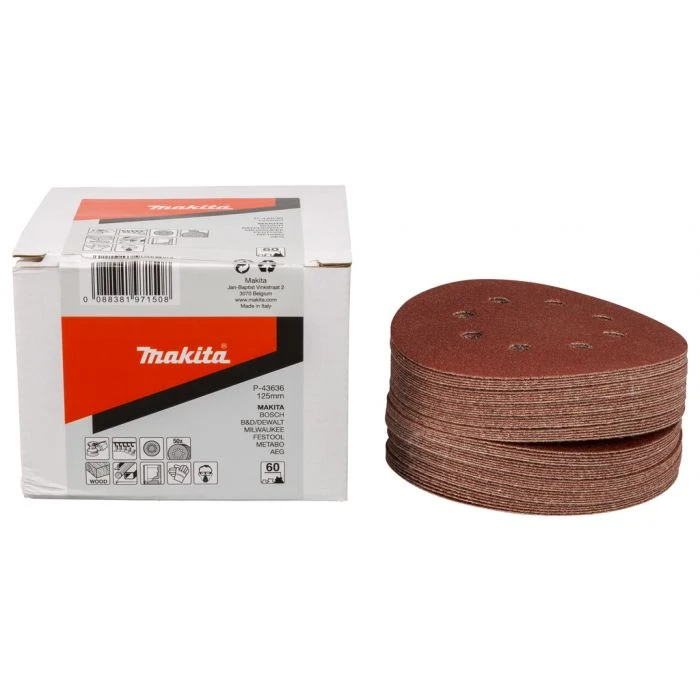 Makita P-43636 Schuurschijf 125mm K60 Red Velcro 1 Makita P-43636 Schuurschijf 125mm K60 Red Velcro