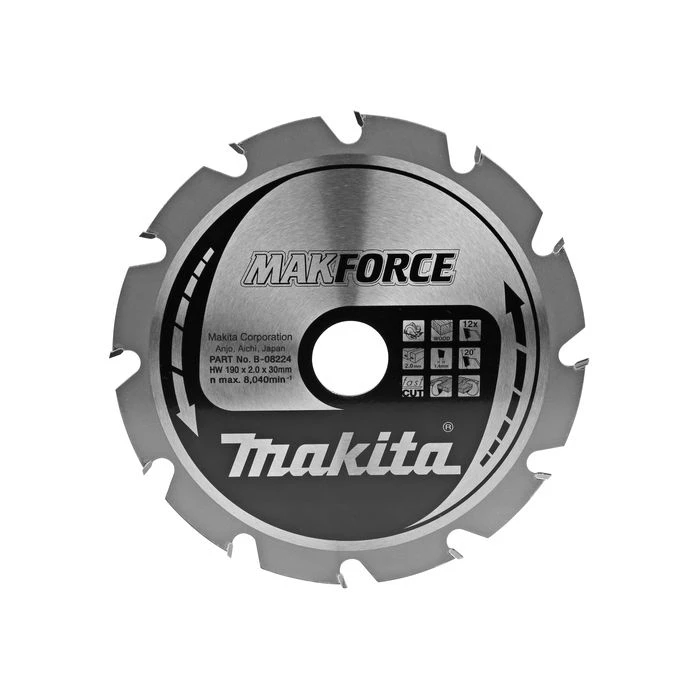 Makita B-08224 Zaagb Hout 190x30x2,0 12T 20g 2 Makita B-08224 Zaagb Hout 190x30x2,0 12T 20g - Afbeelding 2