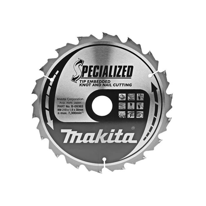 Makita B-09363 Cirkelzaagblad Hout (noest/spijker) 2 Makita B-09363 Cirkelzaagblad Hout (noest/spijker) - Afbeelding 2