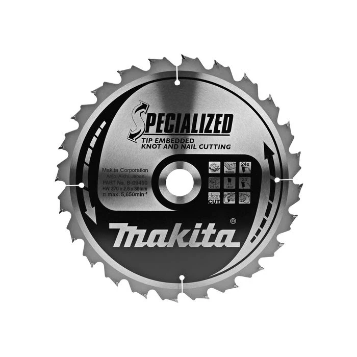 Makita B-09450 Cirkelzaagblad Hout (noest/spijker) 2 Makita B-09450 Cirkelzaagblad Hout (noest/spijker) - Afbeelding 2