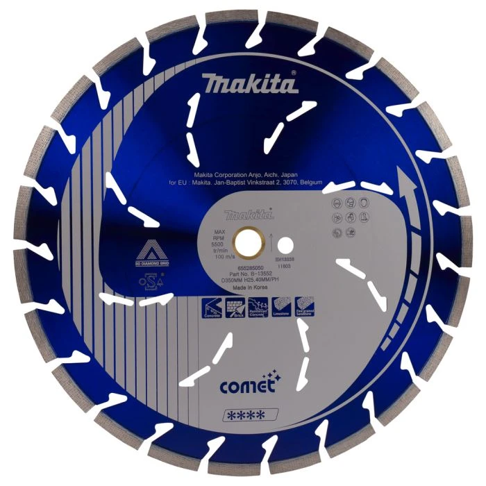 Makita B-13552 Diamantschijf 350x25,4x3,2mm Blauw 2 Makita B-13552 Diamantschijf 350x25,4x3,2mm Blauw - Afbeelding 2