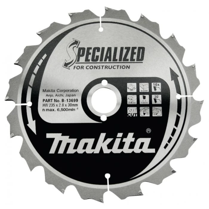 Makita B-13683 Cirkelzaagblad Hout (bouw/constructie) 1 Makita B-13683 Cirkelzaagblad Hout (bouw/constructie)