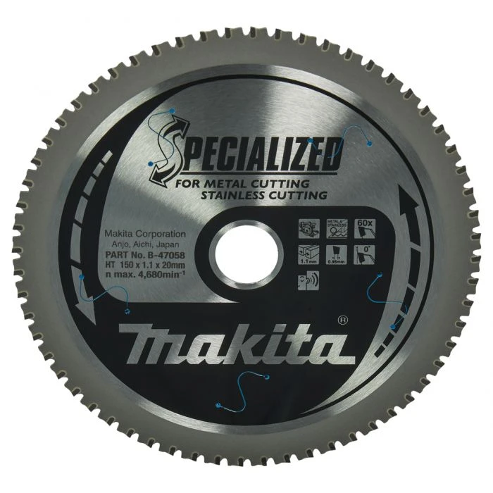 Makita B-47058 Cirkelzaagblad RVS/Staal 1 Makita B-47058 Cirkelzaagblad RVS/Staal