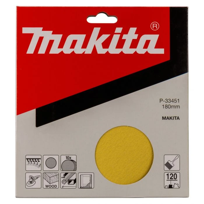 Makita P-33451 Schuurschijf 180mm K120 Yellow Velcro 6 Makita P-33451 Schuurschijf 180mm K120 Yellow Velcro - Afbeelding 6