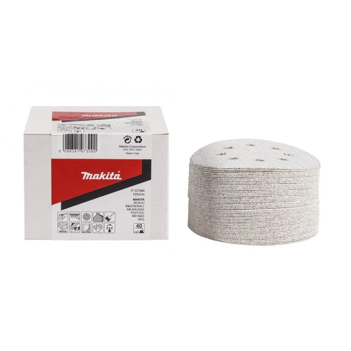 Makita P-37443 Schuurschijf 125mm K240 White Velcro 2 Makita P-37443 Schuurschijf 125mm K240 White Velcro - Afbeelding 2